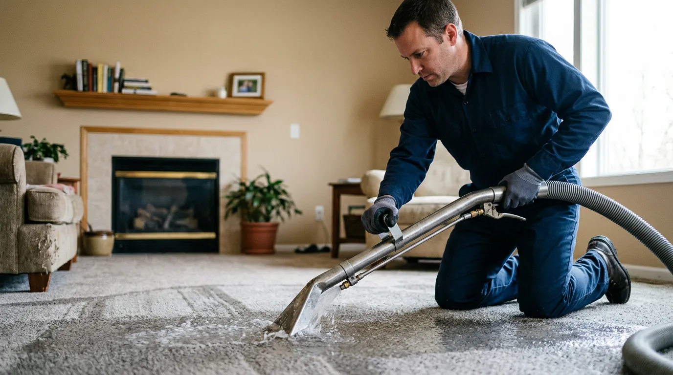 Water damage restoration technician working near Highwood, IL